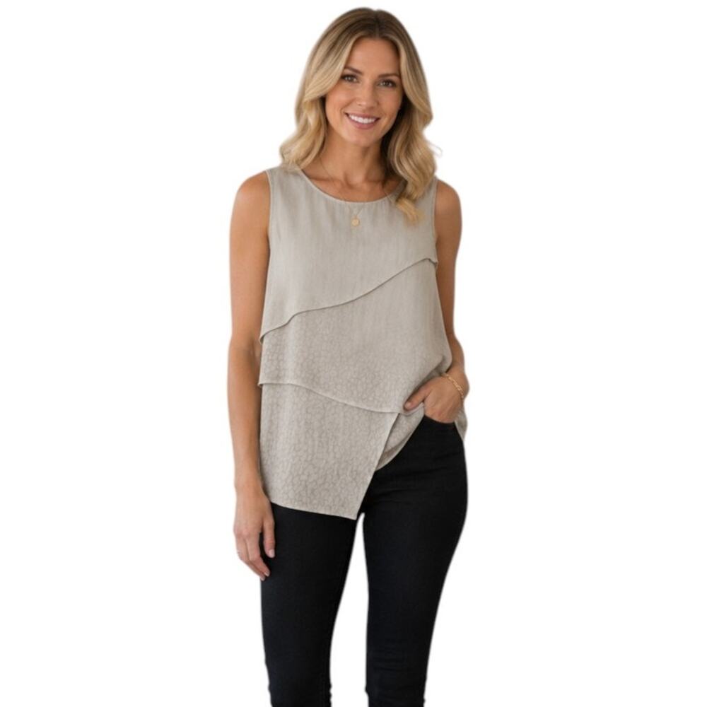 Calvin Klein Beige Sleeveless Layered Top, XS
